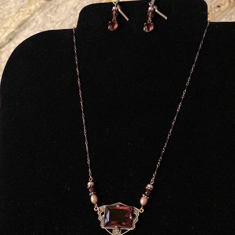 Antiqued Sterling Silver, Amethyst and Freshwater Pearls Set